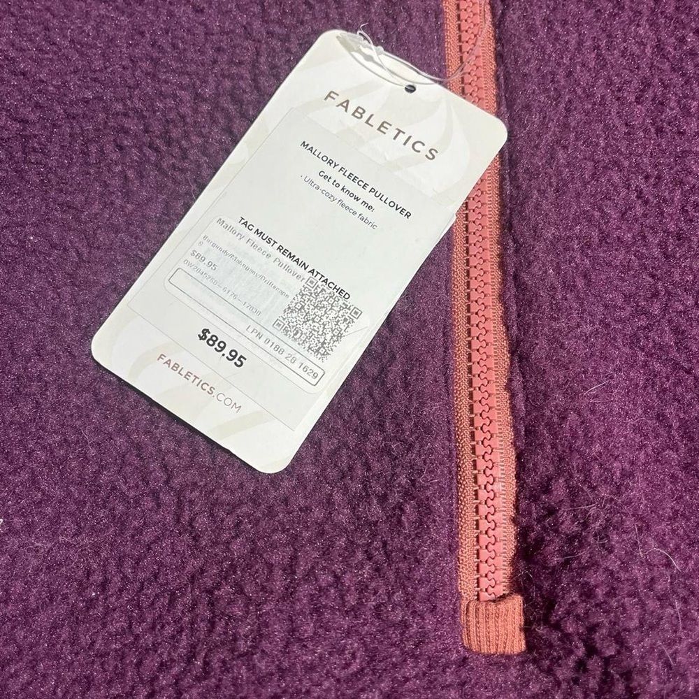 537-Fabletics Purple and tan Sherpa fleece pullover with 1/4 zip #sherpa… - Picture 6 of 8